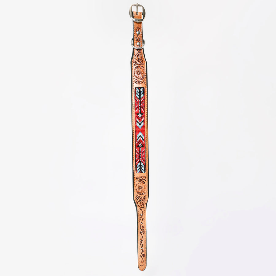 HILASON Western Style Beaded American Leather Pet Dog Collar