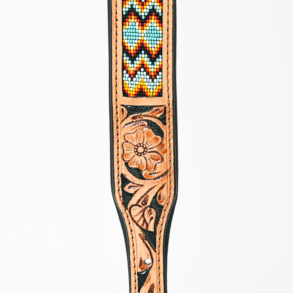 HILASON Western Style Beaded American Leather Pet Dog Collar