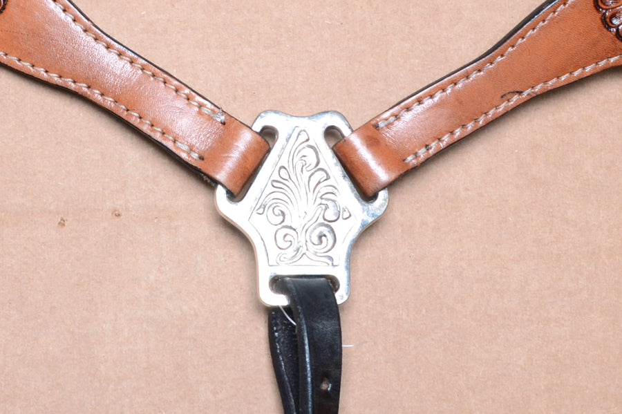 COMFYTACK Western Horse Hand Tooled Genuine Leather Headstall Breast Collar Tack