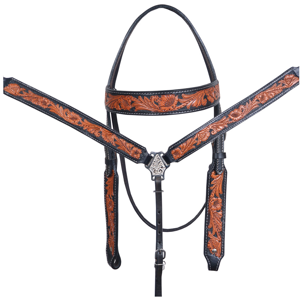 COMFYTACK Western Horse Headstall Breast Collar Tack Genuine American Leather