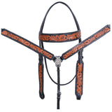 COMFYTACK Western Horse Headstall Breast Collar Tack Genuine American Leather