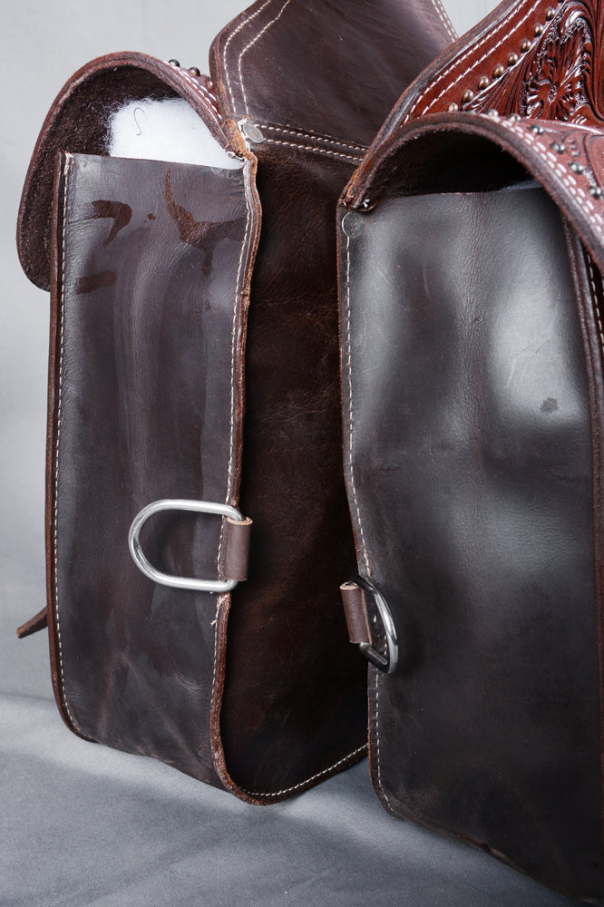 HILASON Soft Leather Horse Saddle Bag Mahogany | Equestrian Western Adjustable Closure