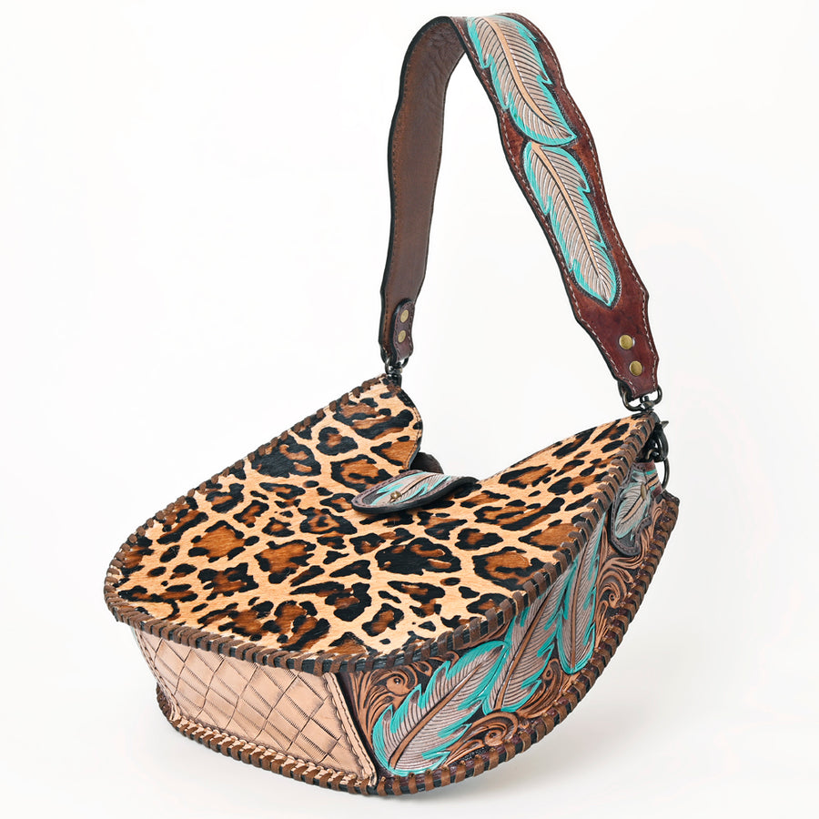 American Darling Hair-on Cowhide Hobo Bag for Women – Genuine Leather Western Shoulder Purse with Hand-Tooled Details and Wide Strap