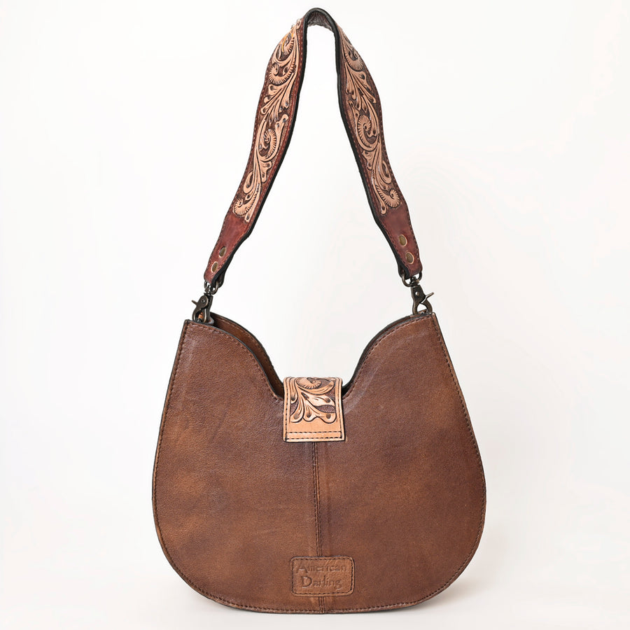 American Darling Hair-on Cowhide Hobo Bag for Women – Genuine Leather Western Shoulder Purse with Hand-Tooled Floral Strap and Artisan Detailing