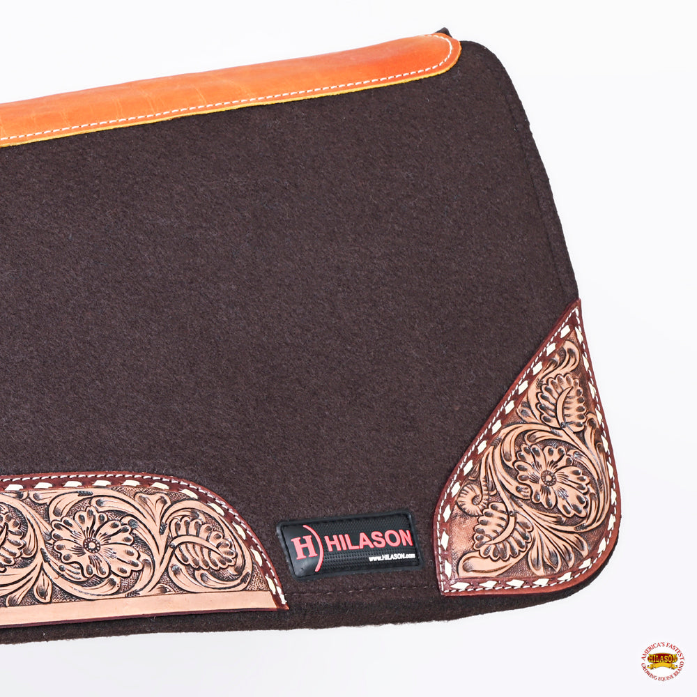 32" X 30" Hilason Horse Saddle PAD Western Contoured Wool Felt Moisture Wicking Brown