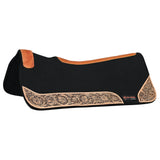 Black HILASON Hand-Tooled Western Wool Felt Saddle Pad - Moisture Wicking, Thick, and Comfortable Saddle Pad for Horse Riders| saddle pad| Western saddle pad| Horses saddle pad| Horse Riding Pads