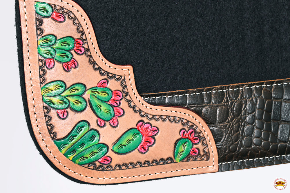 32" X 34" Hilason Horse Western Contoured Wool Felt Therapeutic Saddle Pad Black