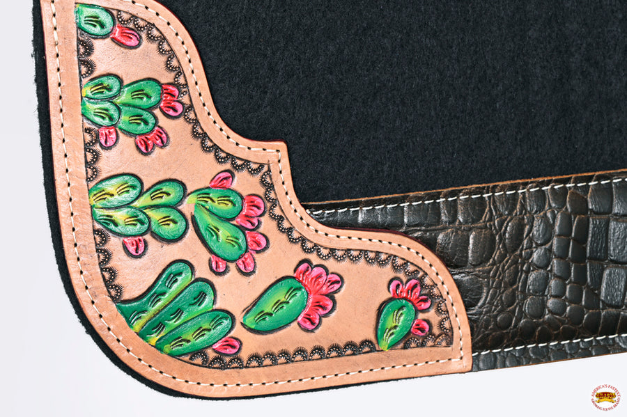 HILASON Western Wool Felt Horse Saddle Pad W/ Distressed Wear Leather | for Horses