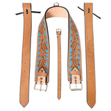 Comfytack Horse Western Floral Tooled Leather Rear Flank Saddle Cinch With Billets