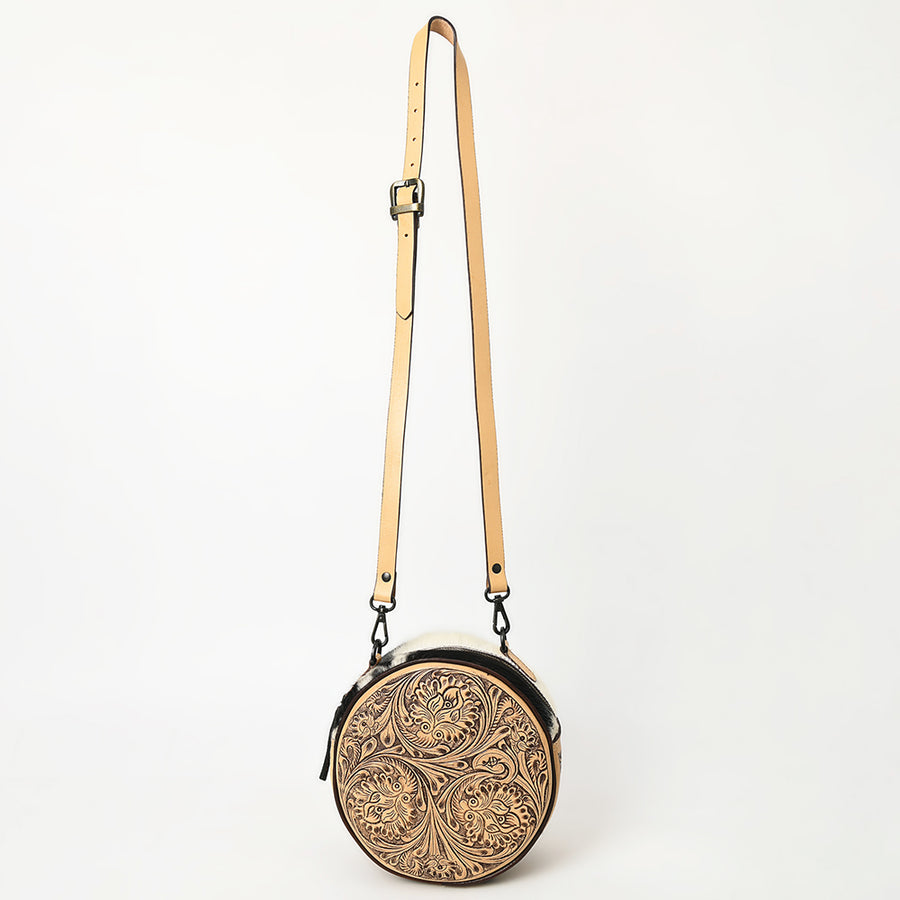 American Darling Canteen Bag Hand Tooled Hair on Genuine Leather Western Women | Handbag Purse
