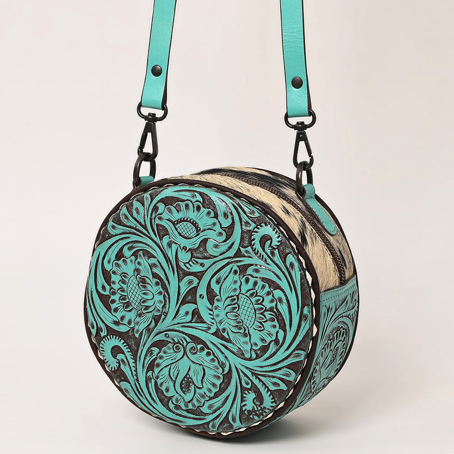 American Darling Canteen Bag Hand Tooled Hair on Genuine Leather Western Women | Handbag Purse - Uhorse