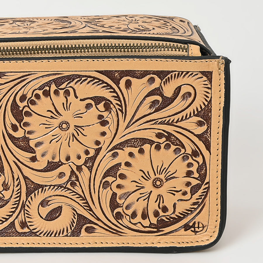 American Darling Toiletry Hand Tooled Genuine Leather Western Women Bag | Handbag Purse