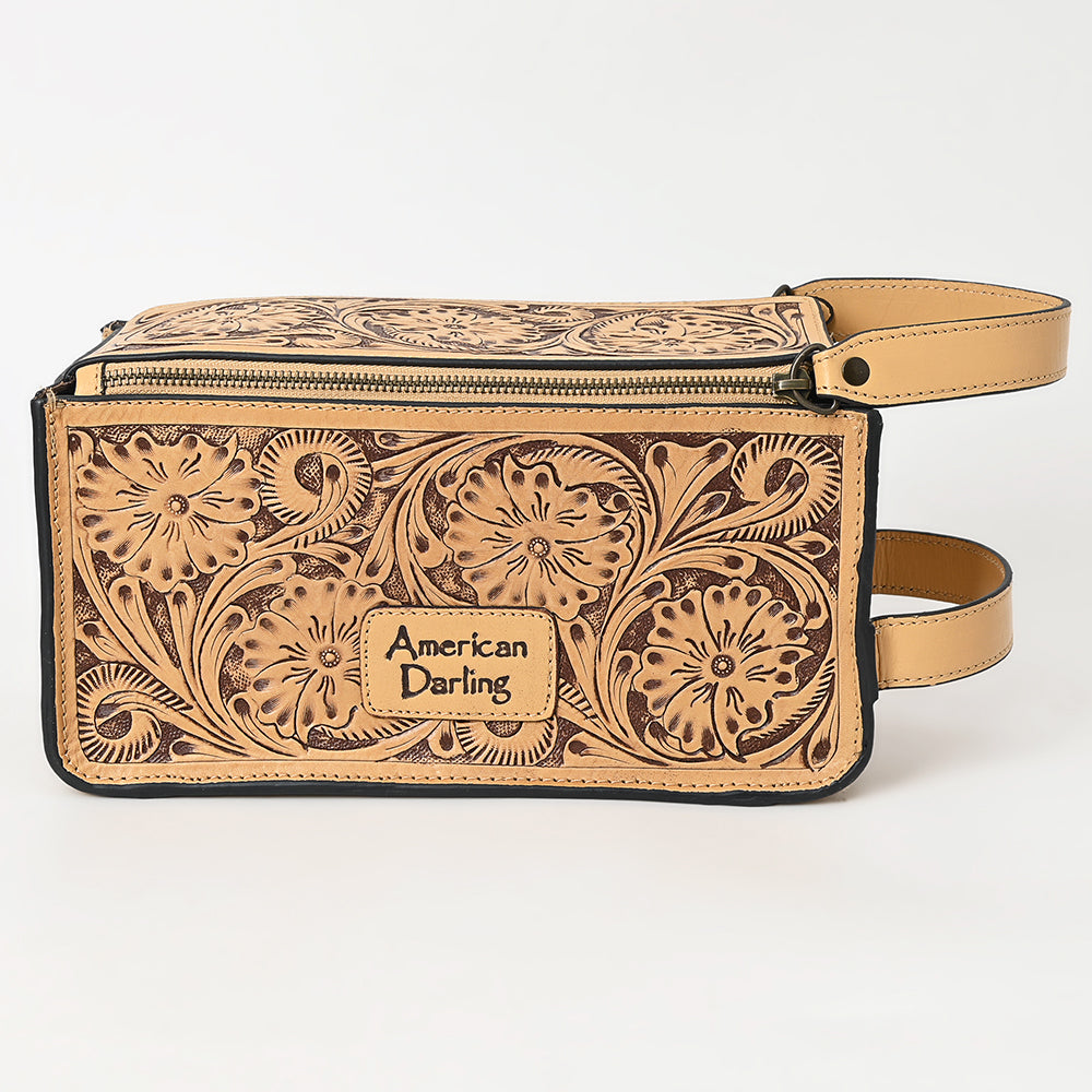 American Darling Toiletry Hand Tooled Genuine Leather Western Women Bag | Handbag Purse