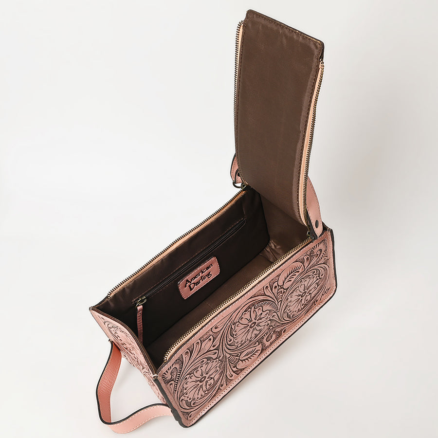 American Darling Toiletry Hand Tooled Genuine Leather Western Women Bag | Handbag Purse