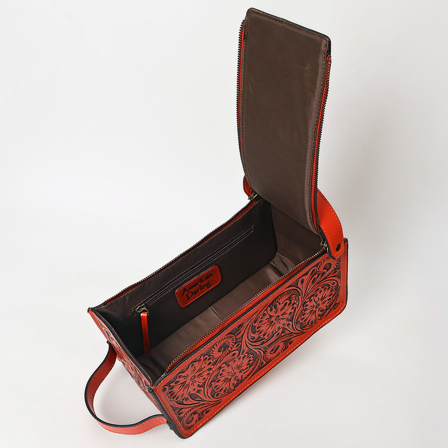 American Darling Toiletry Hand Tooled Genuine Leather Western Women Bag | Handbag Purse