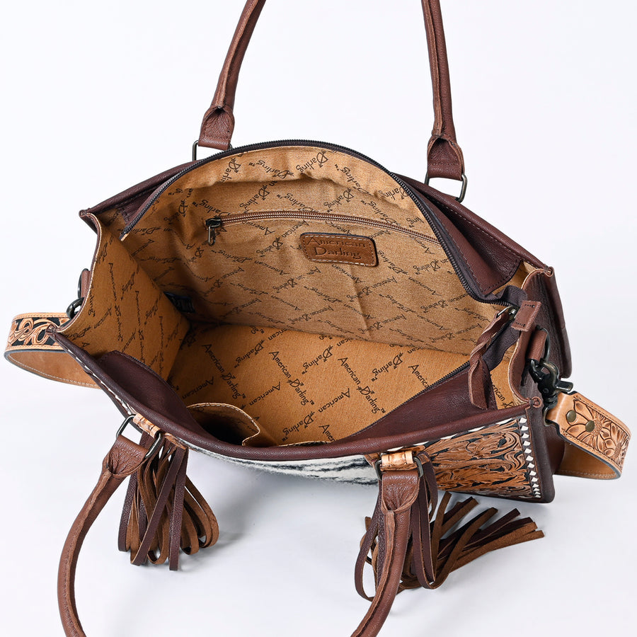 American Darling Briefcase Hand Tooled Hair On Genuine Leather Western Women Bag Handbag | for Cute Laptop