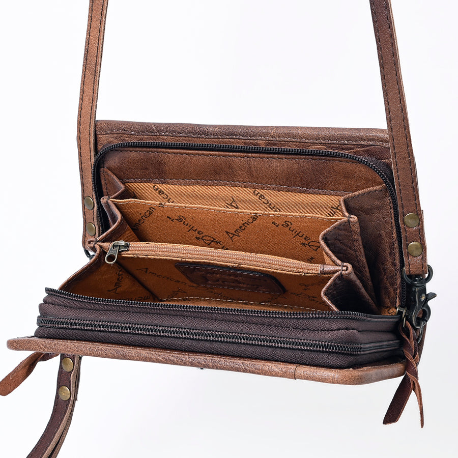 American Darling Organiser Bag Handcrafted from Crocodile Embossed Genuine Leather with YKK Zipper and Detachable Strap