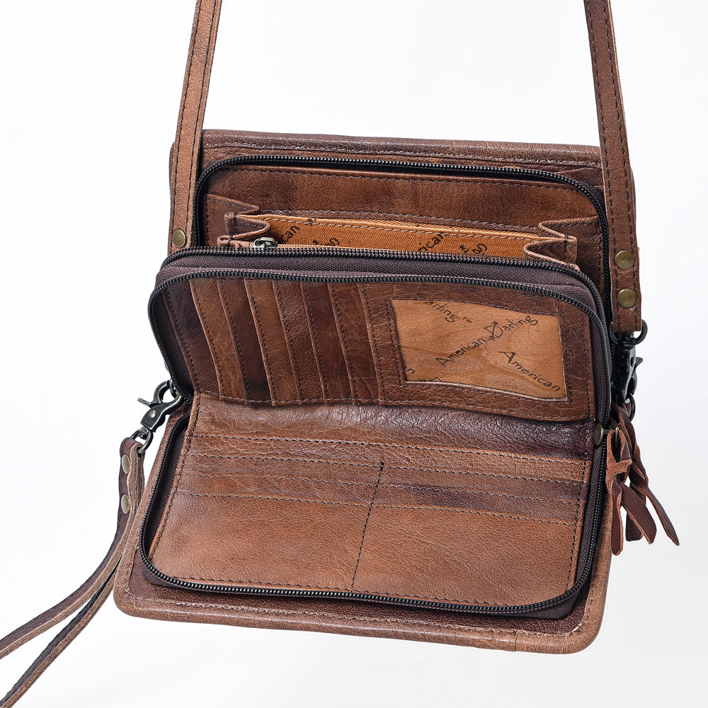 American Darling ORGANISER Upcycled Wool Genuine Leather women bag western handbag purse