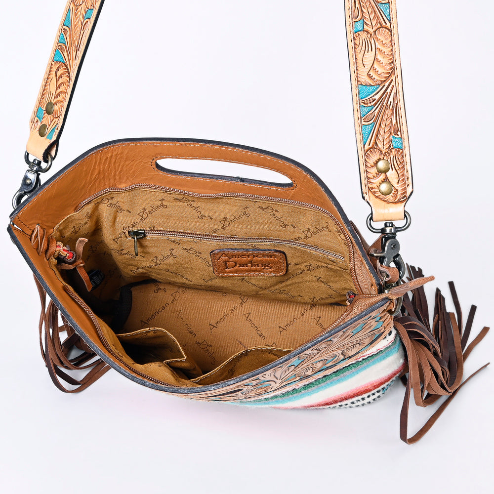 American Darling Clutch Hand Tooled Saddle Blanket Fabric Genuine Leather Western Women Bag Handbag Purse | Purses for Cute