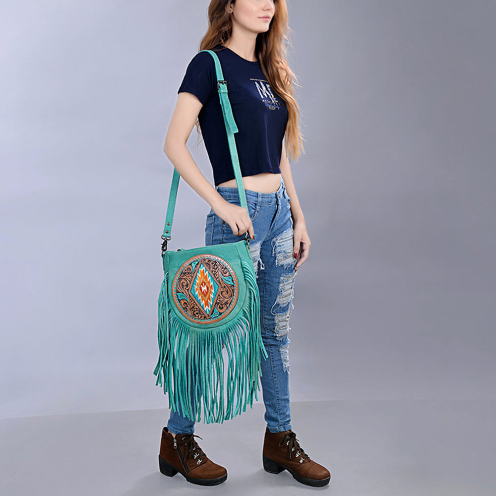 American Darling Messenger Hand Tooled Genuine Leather women bag western handbag purse