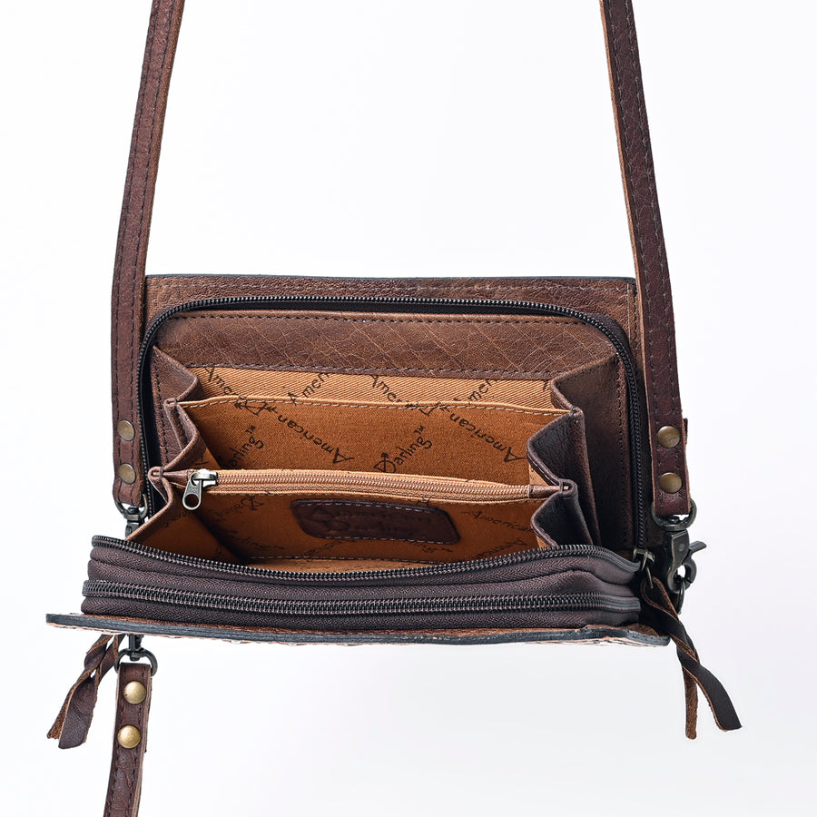 American Darling Organiser Bag Handcrafted from Crocodile Embossed Genuine Leather with YKK Zipper and Detachable Strap