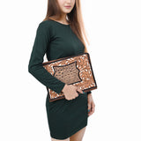 American Darling Portfolio Bag Beautifully Hand Tooled Crocodile embossed Genuine Leather women bag western handbag purse