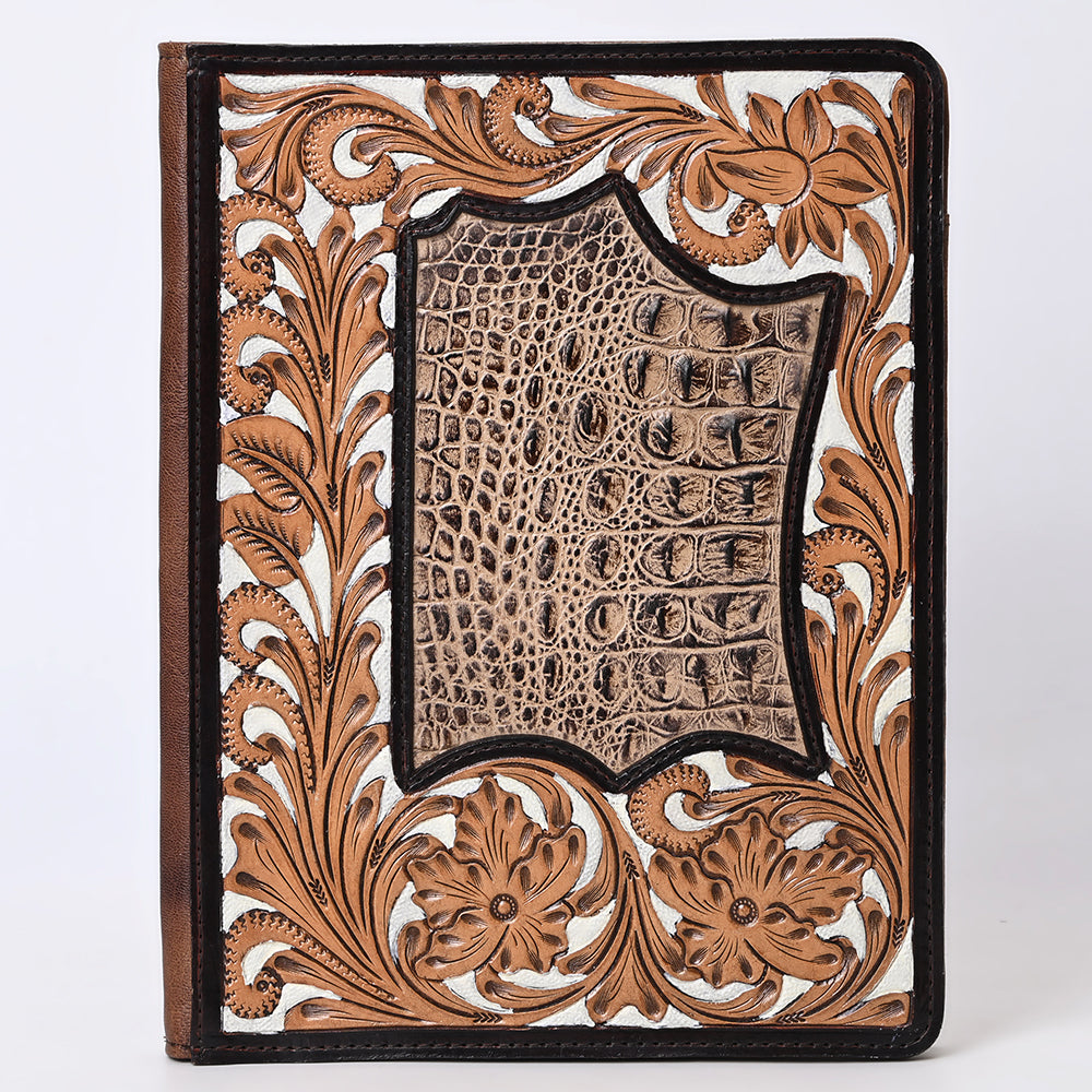 American Darling Portfolio Bag Beautifully Hand Tooled Crocodile embossed Genuine Leather women bag western handbag purse