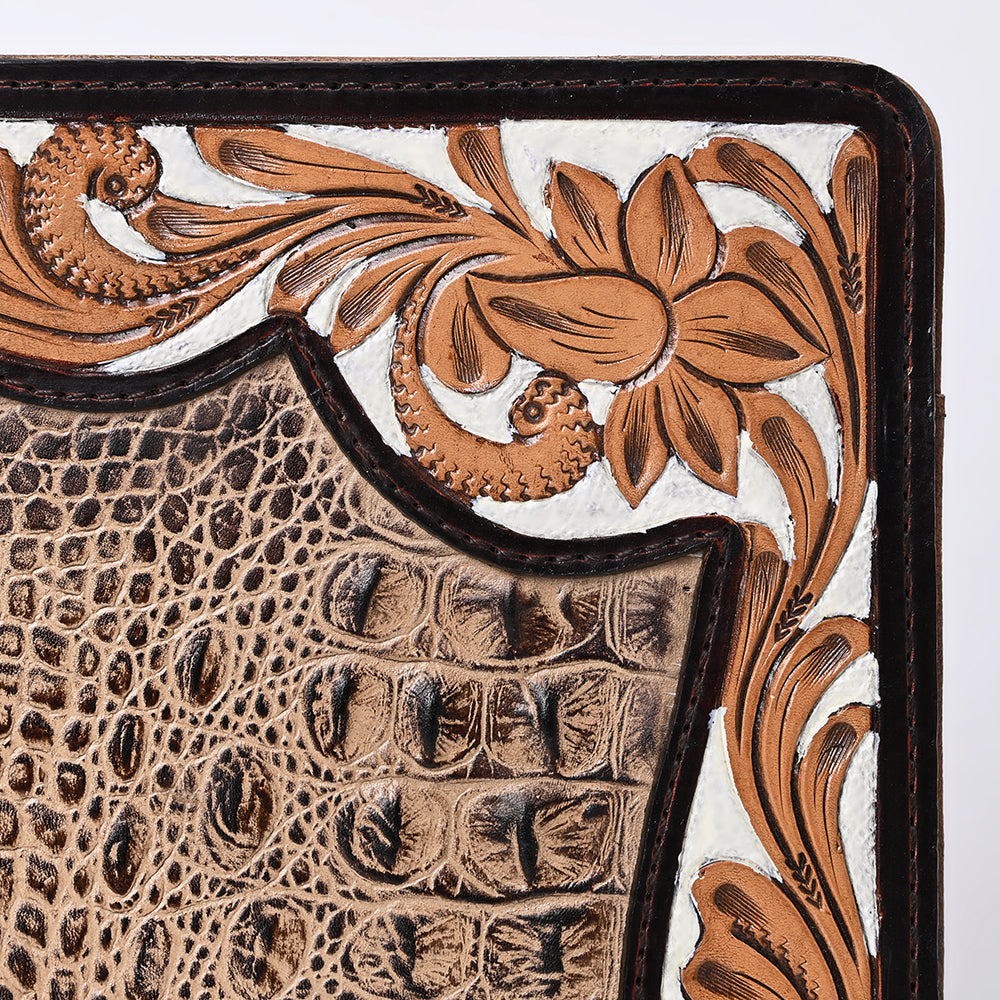 American Darling Portfolio Bag Beautifully Hand Tooled Crocodile embossed Genuine Leather women bag western handbag purse