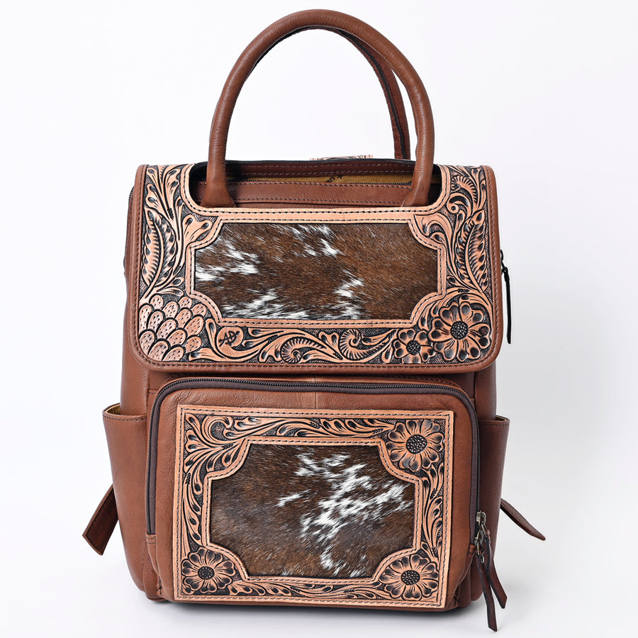 American Darling Western Leather Backpack – Genuine Crocodile Embossed and Hand-Tooled Floral Design, Adjustable Straps, and Spacious Interior