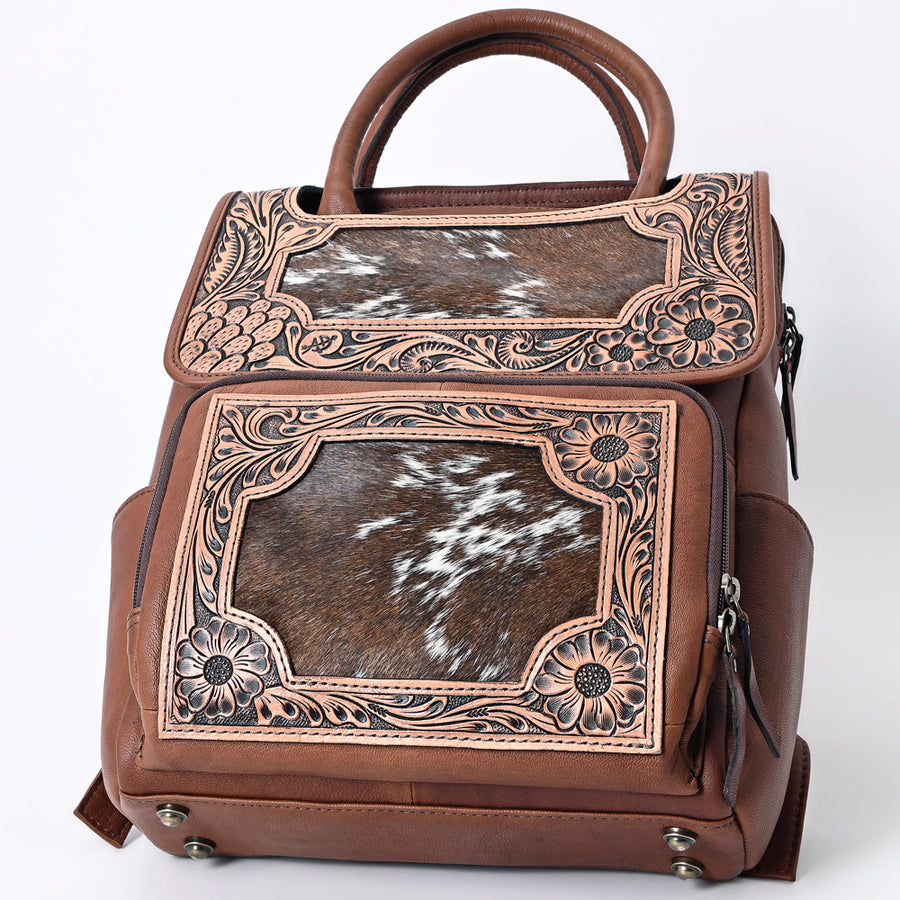 American Darling Western Leather Backpack – Genuine Crocodile Embossed and Hand-Tooled Floral Design, Adjustable Straps, and Spacious Interior