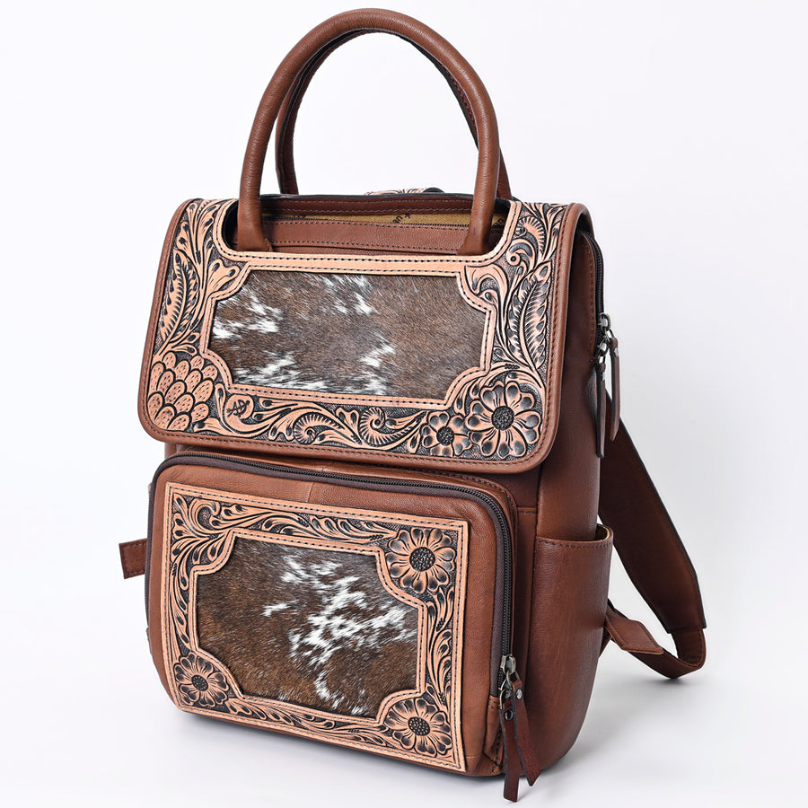 American Darling Hair-on Cowhide Hand-Tooled Leather Western Backpack - Uhorse