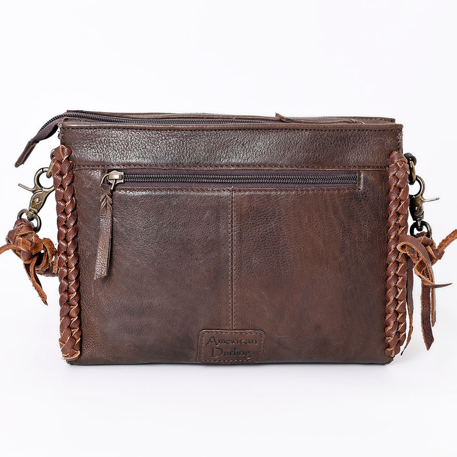 American Darling Cross body Bag Western Genuine Leather Handcrafted Purse with Turquoise Stone and Braided Detail