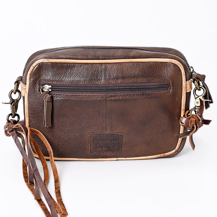 American Darling Small Cross body Bag Western Genuine Leather Handcrafted Purse with Braided Detail and YKK Zipper