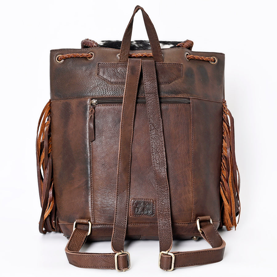American Darling Backpack Western Genuine Leather Handcrafted Rucksack with Braided Detail and Drawstring Closure