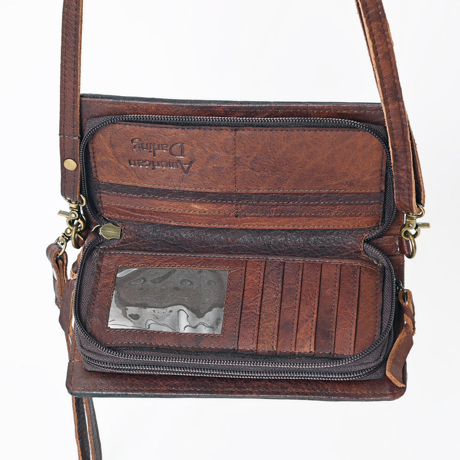 American Darling Organiser Bag, Hand Painted Western Leather, Vegetable Tanned Full Grain, 4in (H) X 8in (W) X 1.5in (D)
