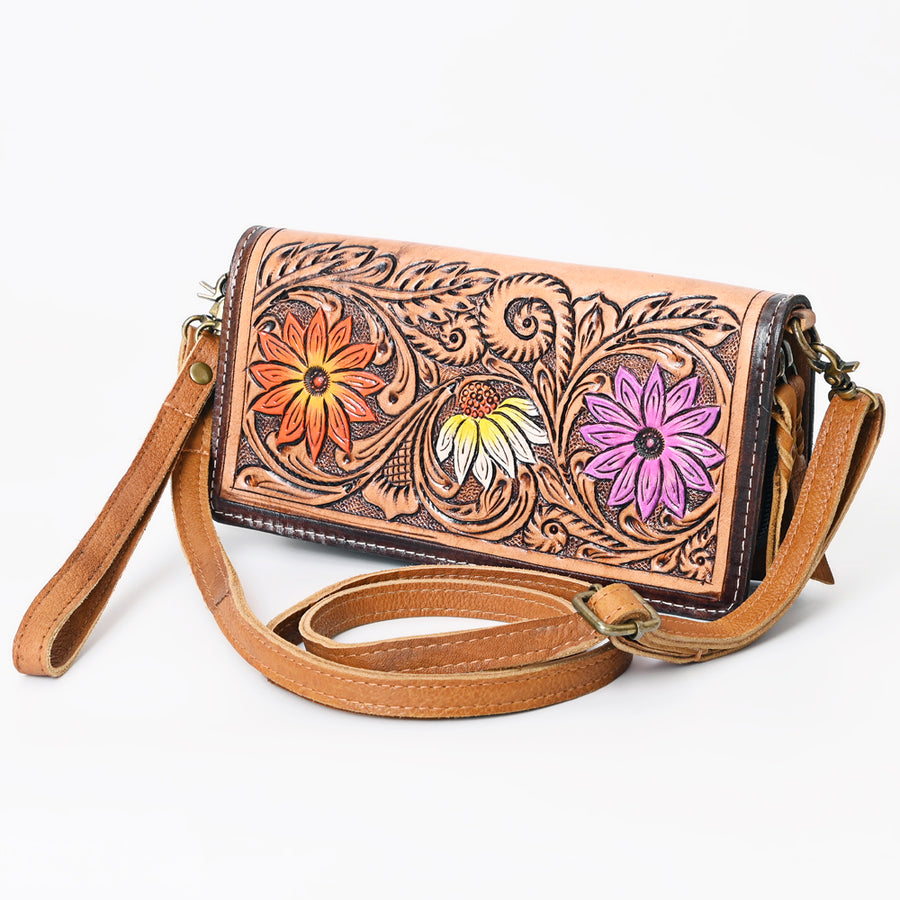 American Darling Organizer Hand Tooled Genuine Leather Western Women Bag Handbag Purse | for Cute - Uhorse