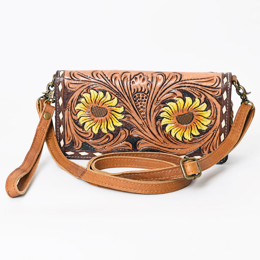 American Darling Organiser Bag, Hand Painted Western Leather, Vegetable Tanned Full Grain, 4in (H) X 8in (W) X 1.5in (D)