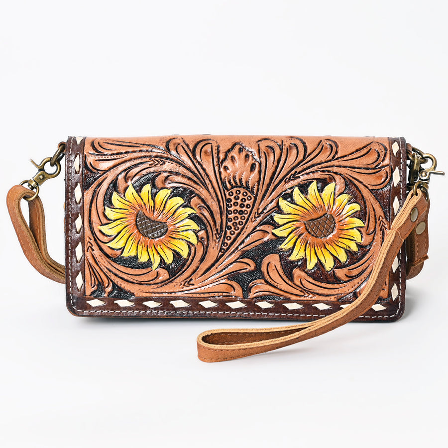 American Darling Organiser Bag, Hand Painted Western Leather, Vegetable Tanned Full Grain, 4in (H) X 8in (W) X 1.5in (D)