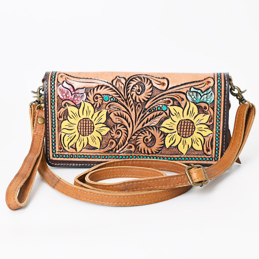 American Darling Organiser Bag, Hand Painted Western Leather, Vegetable Tanned Full Grain, 4in (H) X 8in (W) X 1.5in (D)