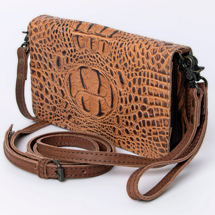 American Darling Crocodile Embossed Leather Organiser Bag - Uhorse