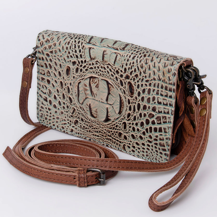 American Darling Crocodile Embossed Leather Organiser Bag - Uhorse