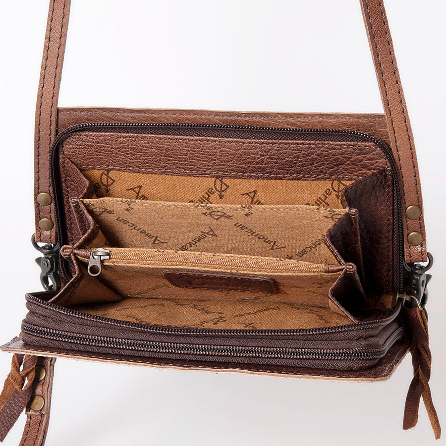 American Darling Organiser Bag Handcrafted from Crocodile Embossed Genuine Leather with YKK Zipper and Detachable Strap