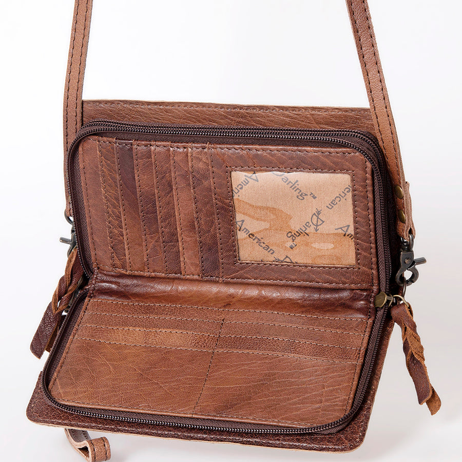 American Darling Organiser Bag Handcrafted from Crocodile Embossed Genuine Leather with YKK Zipper and Detachable Strap