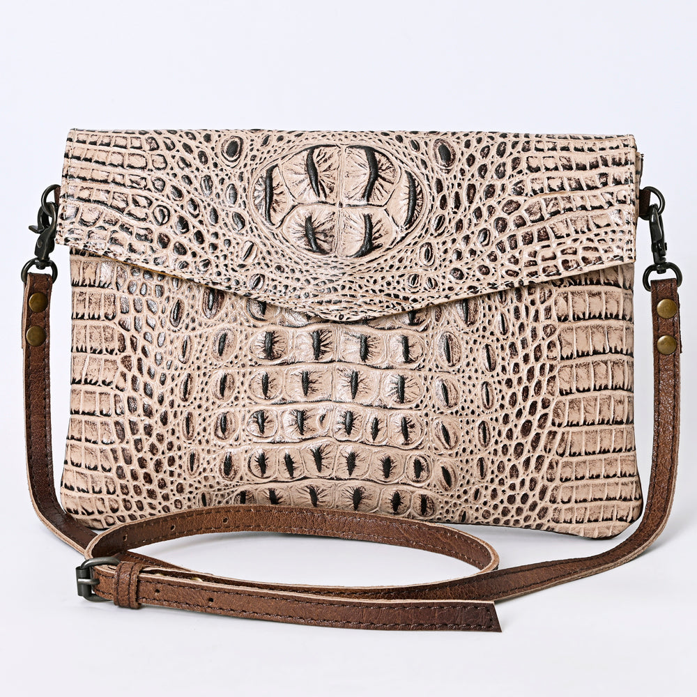 American Darling Envelope Crocodile Embossed Hair on Genuine Leather Western Women Bag Handbag Purse | for Cute