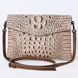 American Darling Envelope Crocodile Embossed Hair on Genuine Leather Western Women Bag Handbag Purse | for Cute
