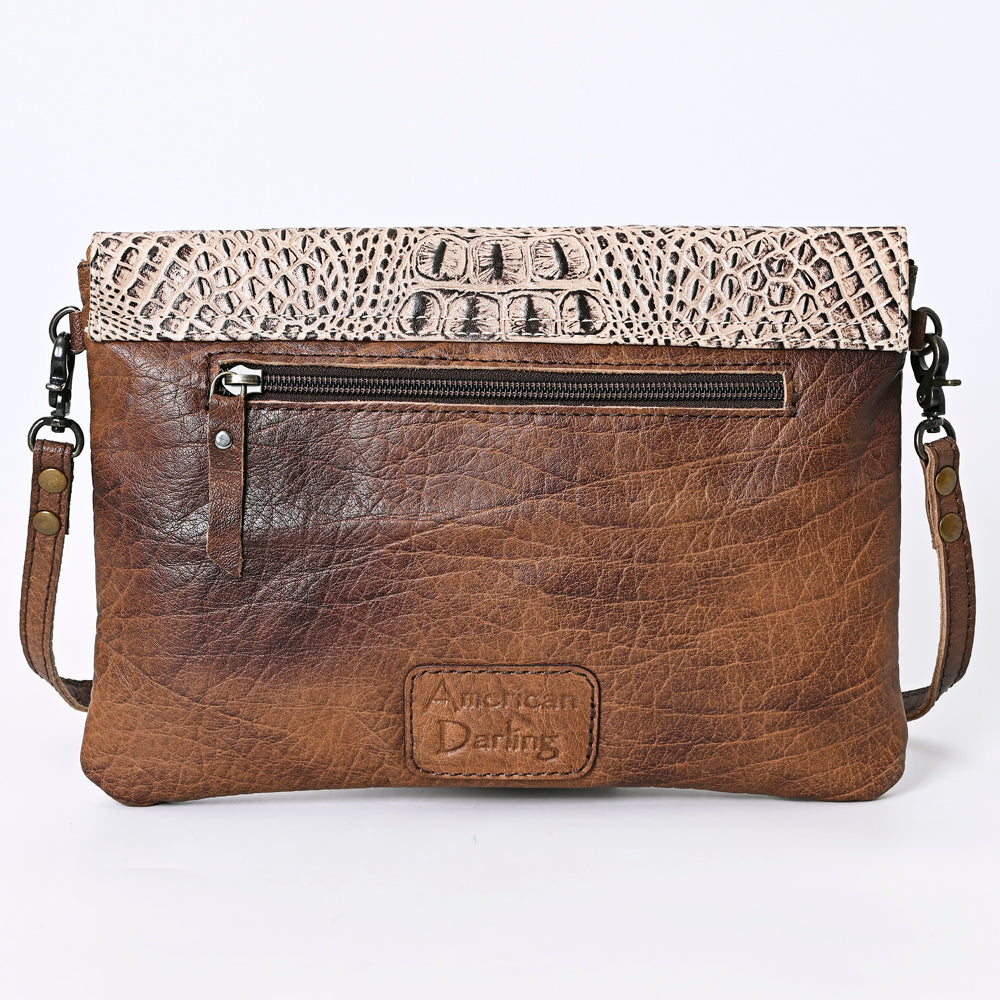 American Darling Envelope Crocodile Embossed Hair on Genuine Leather Western Women Bag Handbag Purse | for Cute