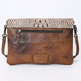 American Darling Envelope Crocodile Embossed Hair on Genuine Leather Western Women Bag Handbag Purse | for Cute