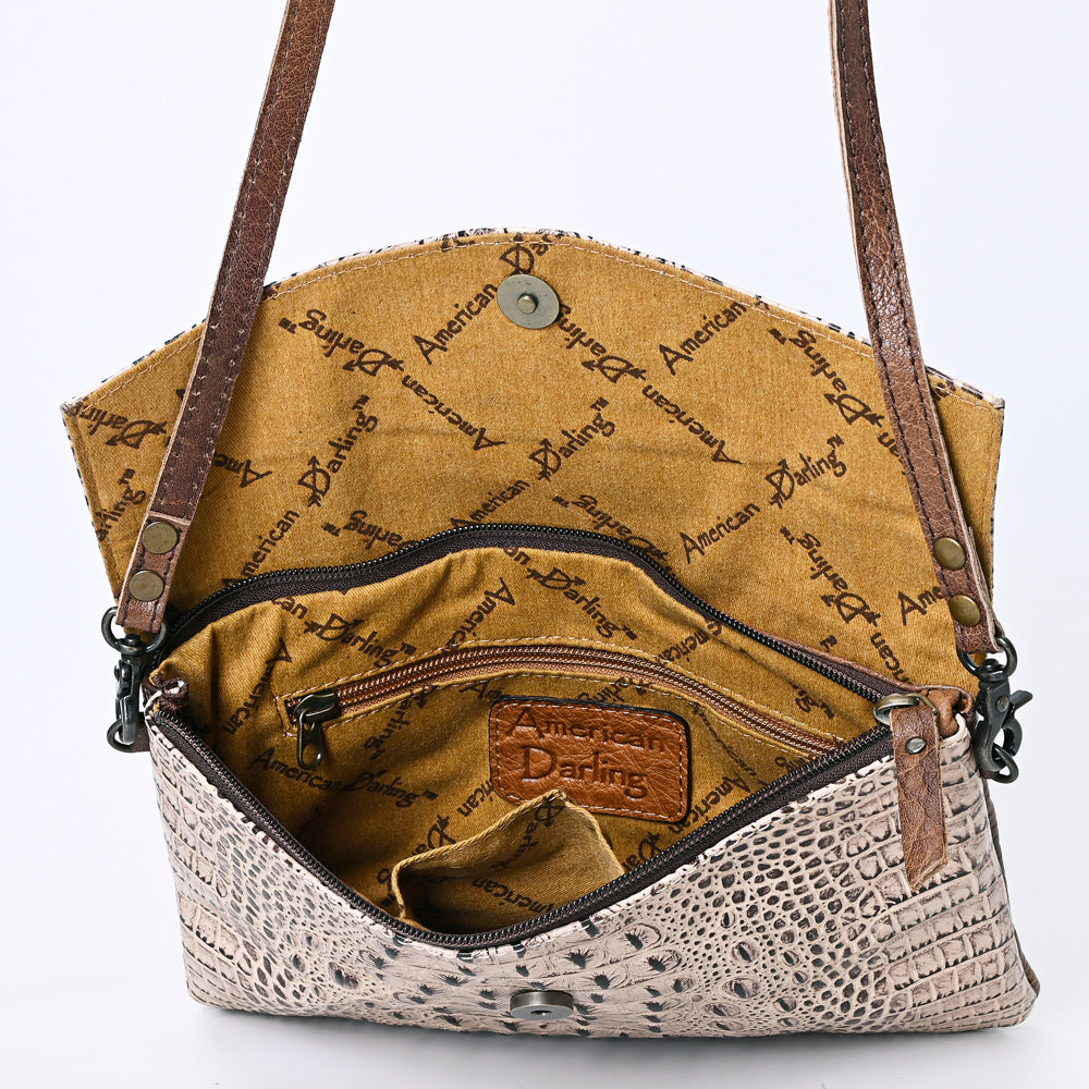 American Darling Envelope Crocodile Embossed Hair on Genuine Leather Western Women Bag Handbag Purse | for Cute