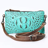 American Darling Coin Purse Crocodile Embossed Genuine Leather Western Women Bag | Handbag Wallet Purses for