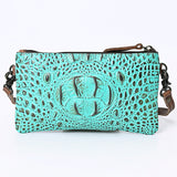 American Darling Coin Purse Crocodile Embossed Genuine Leather Western Women Bag | Handbag Wallet Purses for